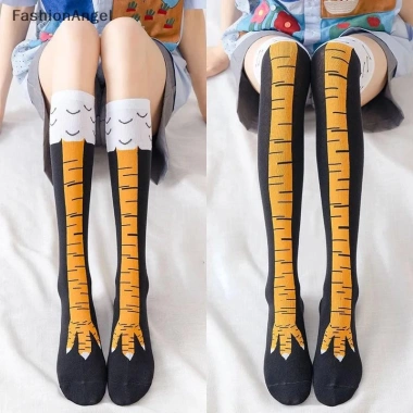 Gà Chân Tất Nữ Dài Đầu Gối Cotton 3D In Hoạt Hình Ngộ Nghĩnh Đùi Tất Cao FashionAngel 2