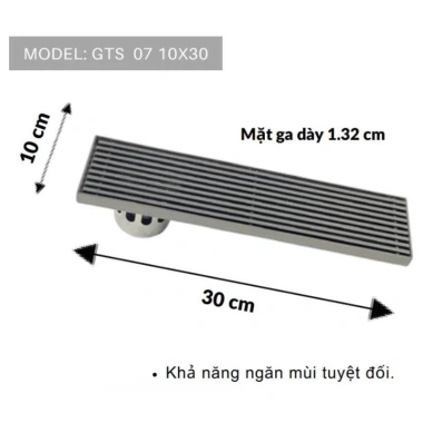 Ga thoát sàn dài 20-30cm inox 304 cao cấp, chống hôi, ngăn mùi, chống côn trùng - Giá ưu đãi 290.000₫