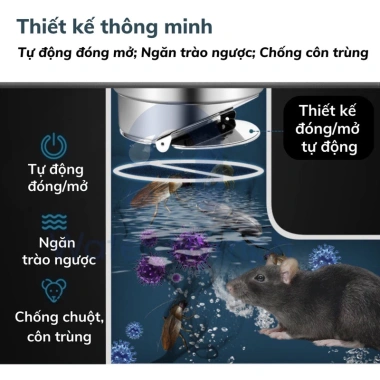 Ga thoát sàn inox 304 nhà tắm - Chống bốc mùi, chống côn trùng, giá 190.000₫