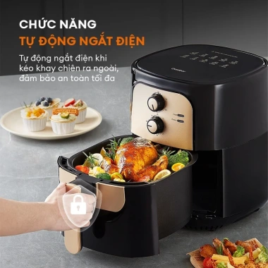Gaabor Nồi chiên không dầu 6.5L 1.400W, lòng nồi to, điều khiển cơ học, 809.400₫