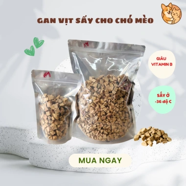 Gan Vịt Sấy Đông Khô -36°C 150g-500g-1kg Siêu Dinh Dưỡng, Giàu Vitamin B cho Chó Mèo - Chỉ 60.000₫