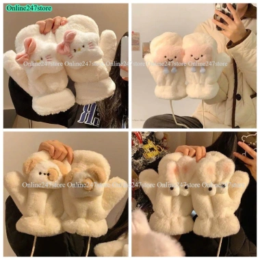 Găng Tay Bông Lót Lông Ấm Áp Nữ - Họa Tiết Dễ Thương CuTe Giá 89.000₫
