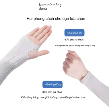Găng tay chống nắng nam nữ UV UPF50+ vải lụa băng mát lạnh, thiết kế không trơn trượt - Giá 39.800₫