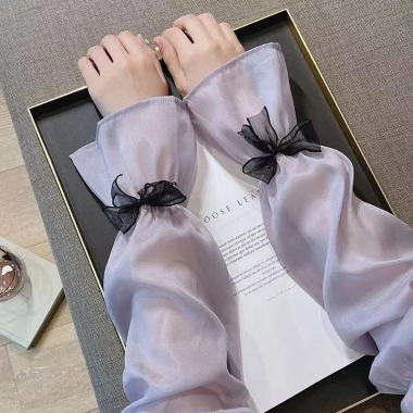 Găng tay chống nắng nữ kiểu công chúa có nơ, ống tay thời trang, bảo vệ da - Freeship, giảm còn 74.000₫