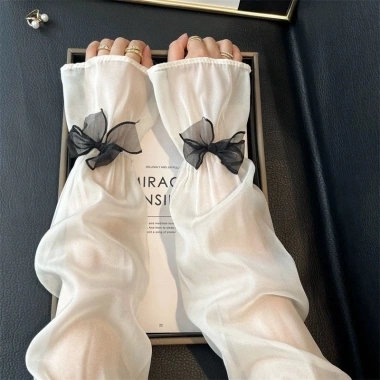 Găng tay chống nắng nữ kiểu công chúa có nơ, ống tay thời trang, bảo vệ da - Freeship, giảm còn 74.000₫