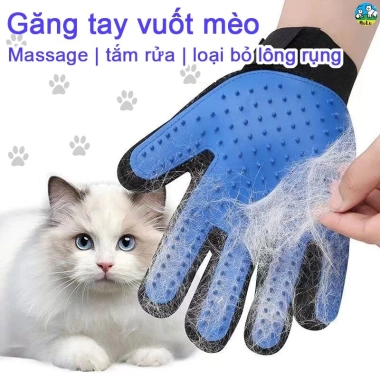 Găng tay đa năng chải lông mèo chó - Đầu silicon massage, cào ngứa, làm sạch lông