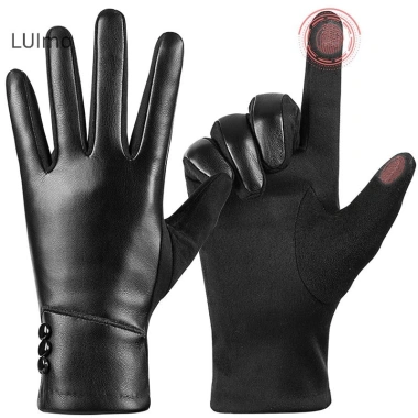 Găng Tay Da Nữ Mùa Đông – Cảm Ứng Len Lót, Chống Gió, Ấm Áp, Da Lộn – 129.334₫