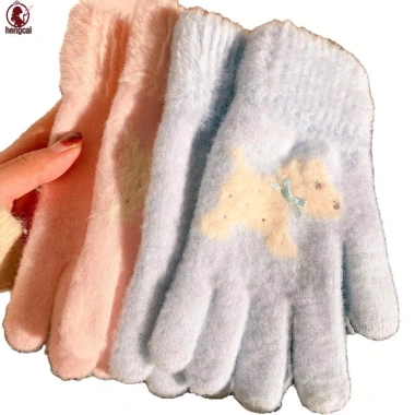 Găng tay dệt kim nữ ấm áp mùa đông, nơ xinh, cảm ứng 5 ngón - Giá 97.416₫