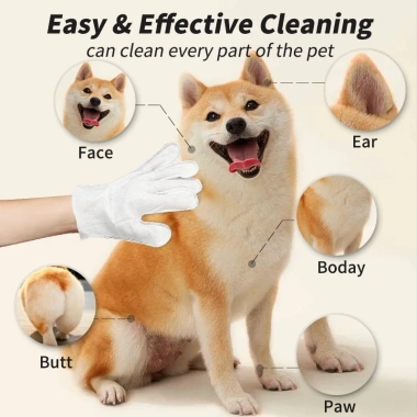 Găng tay dùng một lần 90g cho thú cưng - Khăn lau ướt kháng khuẩn, khử mùi, chống ngứa, du lịch, chăm sóc 5