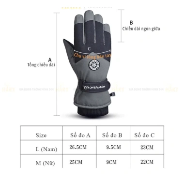 Găng Tay Giữ Ấm Chống Lạnh, Chống Nước, Chống Trượt, Màn Hình Cảm Ứng GT03 - 115.000₫
