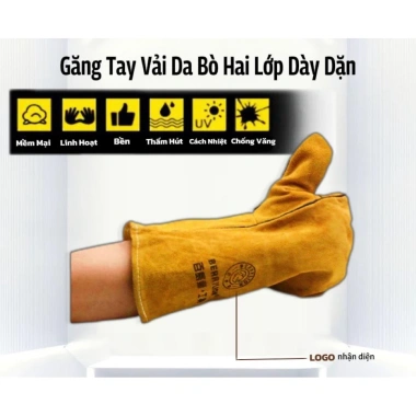 Găng tay hàn vàng Berrylion vải da độn - Chịu nhiệt, giảm giá 75.000đ 2