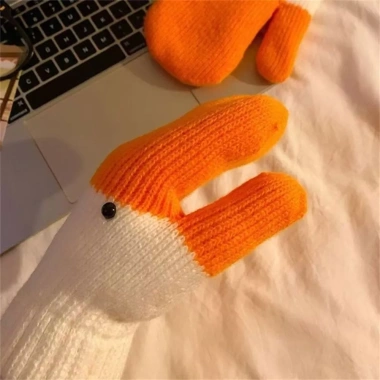 Găng tay HYCEO nữ ngỗng khủng long, lông cừu dày, tách ngón, ấm mùa thu đông 4