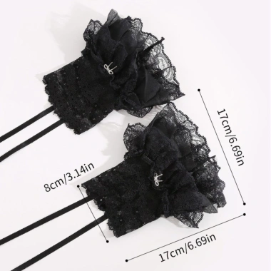 Găng Tay Không Ngón Gothic Đen Trắng và Vòng Tay Ren Co Giãn Dễ Thương Phụ Kiện Cosplay Giá 112.200 VND 2