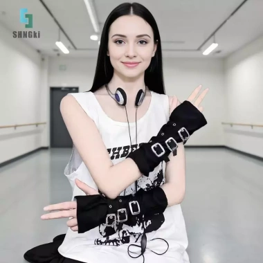 Găng tay không ngón Gothic Punk Rivet Oversleeve Cuff Phụ kiện cosplay thời trang mới