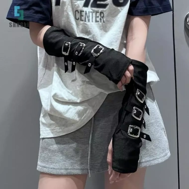 Găng tay không ngón Gothic Punk Rivet Oversleeve Cuff Phụ kiện cosplay thời trang mới