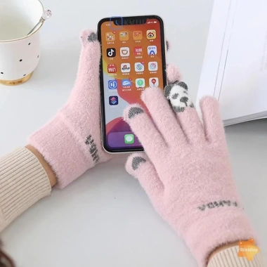 Găng tay len nữ ấm áp mùa thu đông, có lỗ màn hình cảm ứng, giảm giá 45.100₫