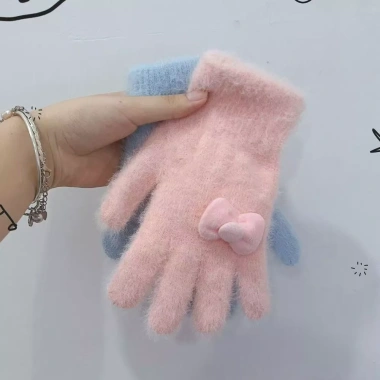 Găng tay lông HYCEO 5 ngón dày nơ, ấm áp, chống gió, màu lạnh, full ngón cho nam nữ 5