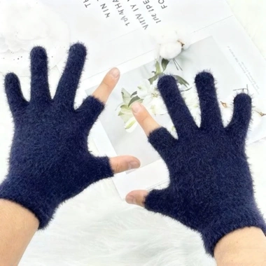 Găng tay lông tơ hai ngón ấm áp, màn hình cảm ứng, Unisex, thích hợp đi xe đạp 39k 2