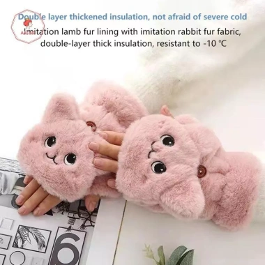 Găng Tay Nữ AACAR Sang Trọng Ấm Lật Ngón Đáng Yêu Mềm Mại Dày Linh Hoạt Nửa Ngón Mùa Đông - 73.764 VND 9