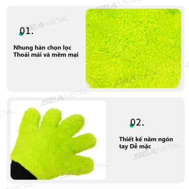 Găng tay rửa xe SEAMETAL đa năng 5-Finger, khăn khô, làm sạch ô tô giá 96.800 6