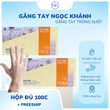 Găng tay trong suốt Vinyl PVC không bột, dai dẻo 100 chiếc - Dành cho Spa Thẩm mỹ, giảm giá 65.000đ
