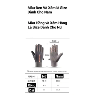 Găng tay xe máy lót nỉ siêu ấm mùa đông, 2 size nam nữ, giảm còn 59.000₫
