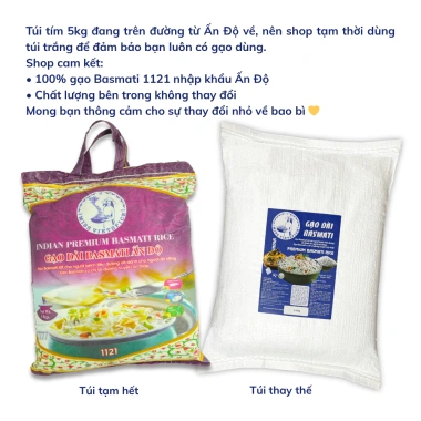 Gạo Basmati 5kg Ấn Độ – Giảm cân, hỗ trợ tiểu đường, thay cơm trắng, giá chỉ 325k