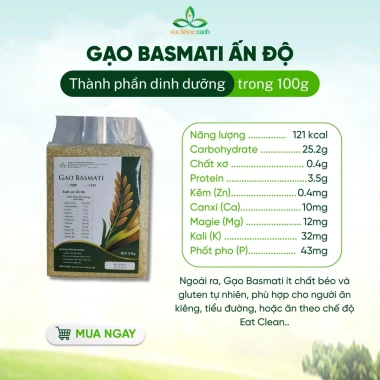 Gạo Basmati Ấn Độ 5kg – Hạt Dài Cao Cấp, Cơm Tơi Xốp, Sức Khỏe Xanh, Giá 290k 4
