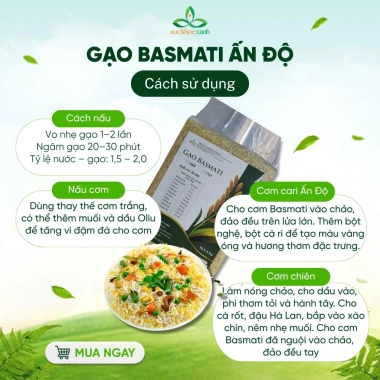 Gạo Basmati Ấn Độ 5kg – Hạt Dài Cao Cấp, Cơm Tơi Xốp, Sức Khỏe Xanh, Giá 290k 5