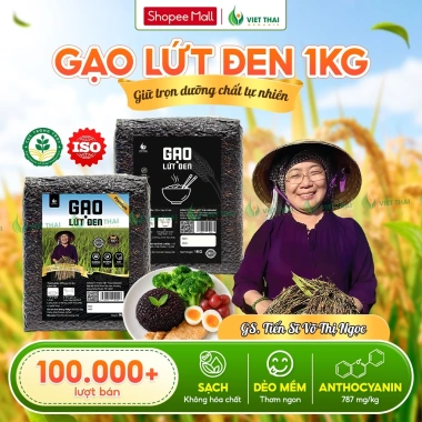 Gạo Lứt Đen Organic Việt Thái 1kg, ít calo, không cần ngâm, mềm dẻo, Eat Clean