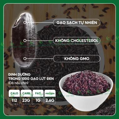 Gạo Lứt Đen Organic Việt Thái 1kg, ít calo, không cần ngâm, mềm dẻo, Eat Clean 6 Gạo Lứt Đen Organic Việt Thái 1kg, ít calo, không cần ngâm, mềm dẻo, Eat Clean 6