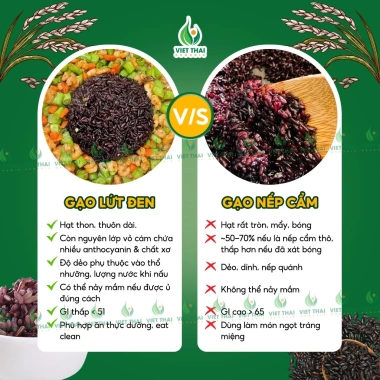 Gạo Lứt Đen Organic Việt Thái 1kg, ít calo, không cần ngâm, mềm dẻo, Eat Clean