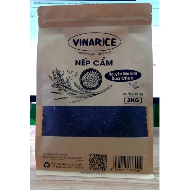 Gạo Nếp Cẩm 2kg Túi Giấy - Nguyên Liệu Sữa Chua Dinh Dưỡng, Giá 89.000 VNĐ