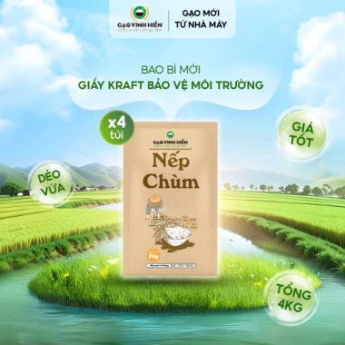 Gạo Nếp Chùm Vinh Hiển 1kg - Nếp dẻo vừa, thơm nhẹ, mềm ngon, siêu rẻ 4kg chỉ 118.000 VND