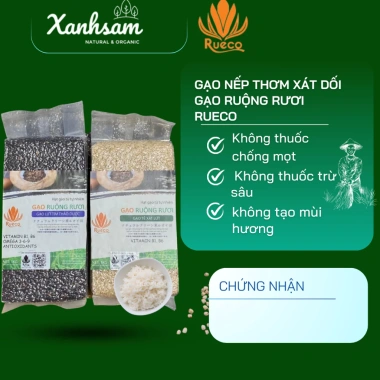 Gạo Nếp Thơm Xát Dối, Ruộng Rươi Rueco Xanh Sẫm - Organic, Giá 75k