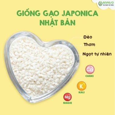 Gạo Nhật Japonica Anpaso 1kg cho bé ăn dặm: Dẻo thơm ngọt tự nhiên, giảm giá 100.000₫