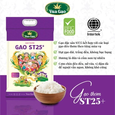 Gạo ST25+ Lúa Mới Vua Gạo 5kg – Chính hãng, thơm ngon, dẻo nhiều, vị đậm đà, 169.000₫ 5