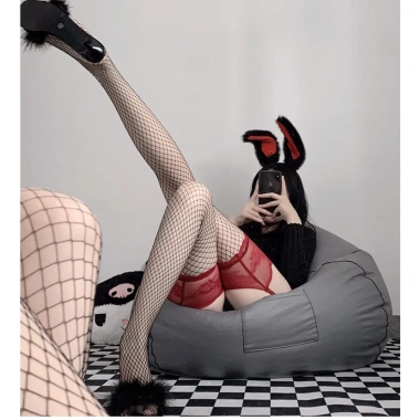 Garter Sexy Liền Tất Vớ Lưới Hoa Đen Đỏ Trắng - Phụ Kiện Cosplay Club BIKI T808 5