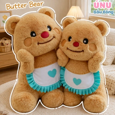 Gấu Bông Butter Bear Đeo Yếm Xanh - Teddy Biểu Cảm Đáng Yêu, Giá Ưu Đãi 165k