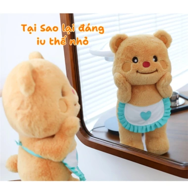 Gấu Bông Butter Bear Đeo Yếm Xanh - Teddy Biểu Cảm Đáng Yêu, Giá Ưu Đãi 165k