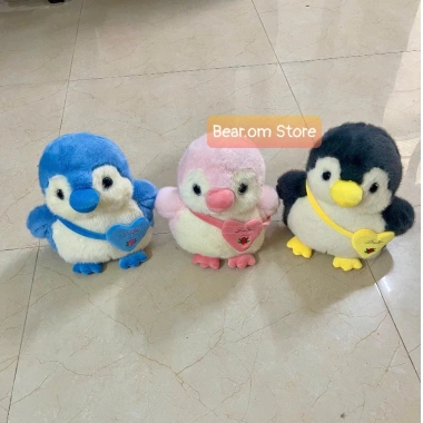 Gấu bông chim cánh cụt xanh nhạt, mũm mĩm, đeo túi tim - Giá 165.000đ 4