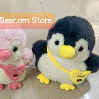 Gấu bông chim cánh cụt xanh nhạt, mũm mĩm, đeo túi tim - Giá 165.000đ 10