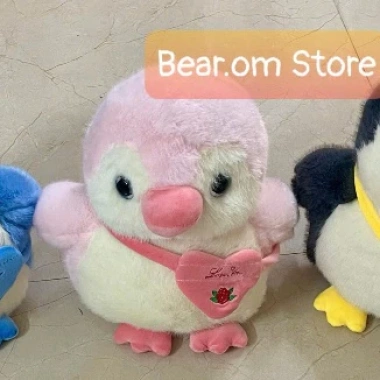 Gấu bông chim cánh cụt xanh nhạt, mũm mĩm, đeo túi tim - Giá 165.000đ 14