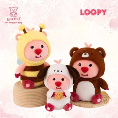 Gấu Bông Hải Ly Loopy Cún, Gấu Trúc Đội Mũ Pororo, Vải Mền Mịn To K3T1 - 219k