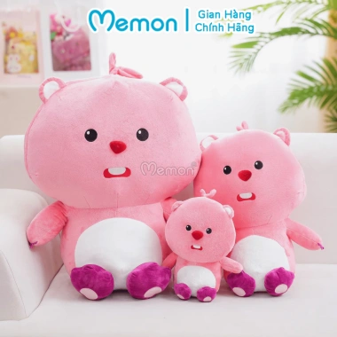Gấu Bông Hải Lý Loopy Hồng Đáng Yêu Cao Cấp Memon Đội Mũ Trái Cây, Giá chỉ 198.000đ