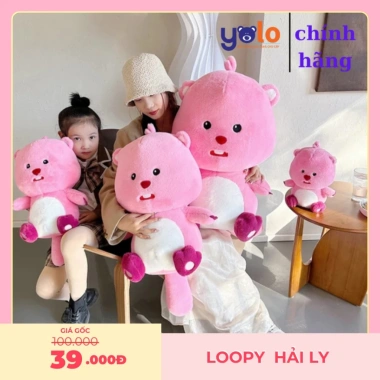Gấu Bông Hải Lý Loopy Hồng Pororo - Thú Nhồi Bông Siêu Đáng Yêu, Nhập Khẩu 139k