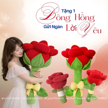 Gấu Bông Hoa Hồng Khổng Lồ Siêu Mềm Mịn - Tặng Người Yêu 8/3, Sinh Nhật