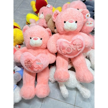Gấu Bông Hồng Ôm Tim LOVE 1m Siêu Mềm - Gấu Teddy, Quà Sinh Nhật Valentine, 595k