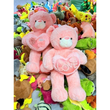 Gấu Bông Hồng Ôm Tim LOVE 1m Siêu Mềm - Gấu Teddy, Quà Sinh Nhật Valentine, 595k