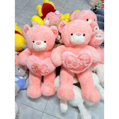 Gấu Bông Hồng Ôm Tim LOVE 1m Siêu Mềm - Gấu Teddy, Quà Sinh Nhật Valentine, 595k
